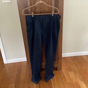 Mens Savane Navy Pleated Pants